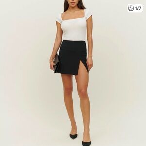 Reformation Black Mini Skirt with Side Slit